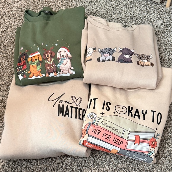 SHEIN Tops - Cute Animal and Inspirational Graphic Sweatshirts